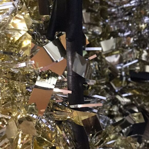 10” silver and gold tinsel cone tree Christmas Xmas winter decor decoration - Picture 3 of 3